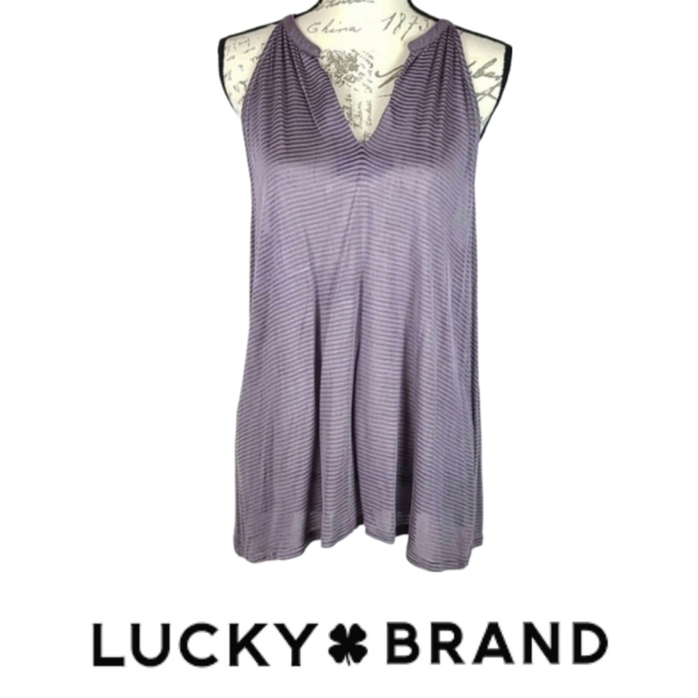Retro Lucky Brand Soft Viscose Tank Top in Silver Gray Minimalist